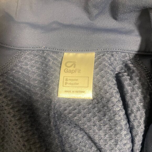 Gap Fit Blue High Shine Quarter Zip Top Size Small Athleisure Workout Run - Picture 6 of 8